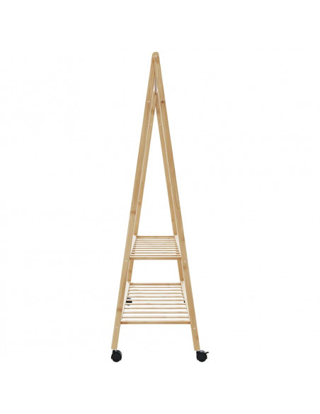 Appendiabiti con Ripiani e Ruote 132x45,5x155,5 cm in Bambù
