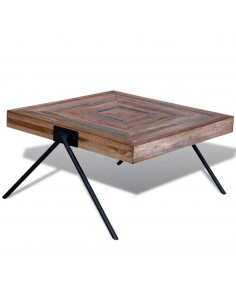 Tavolino da Salotto con Gambe a V in Legno di Recupero di Teak