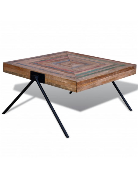 Tavolino da Salotto con Gambe a V in Legno di Recupero di Teak