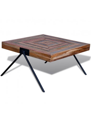 Tavolino da Salotto con Gambe a V in Legno di Recupero di Teak