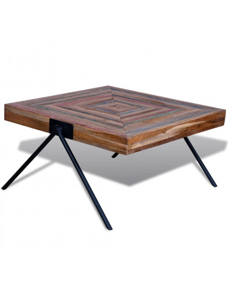 Tavolino da Salotto con Gambe a V in Legno di Recupero di Teak