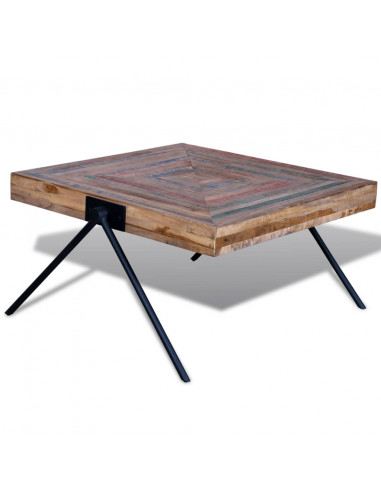 Tavolino da Salotto con Gambe a V in Legno di Recupero di Teak