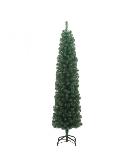 Albero di Natale Artificiale Sottile con Base Verde 240 cm PVC