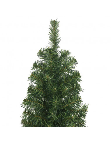 Albero di Natale Artificiale Sottile con Base Verde 240 cm PVC