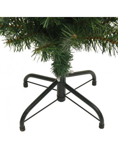 Albero di Natale Artificiale Sottile con Base Verde 240 cm PVC