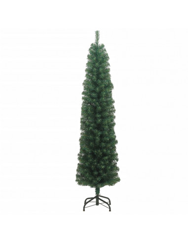 Albero di Natale Artificiale Sottile con Base Verde 210 cm PVC