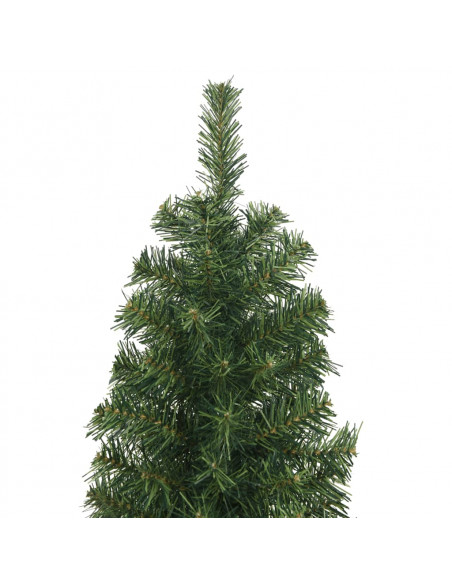 Albero di Natale Artificiale Sottile con Base Verde 210 cm PVC