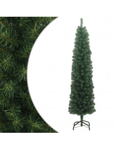 Albero di Natale Artificiale Sottile con Base Verde 180 cm PVC