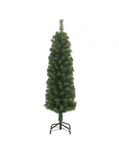 Albero di Natale Artificiale Sottile con Base Verde 150 cm PVC