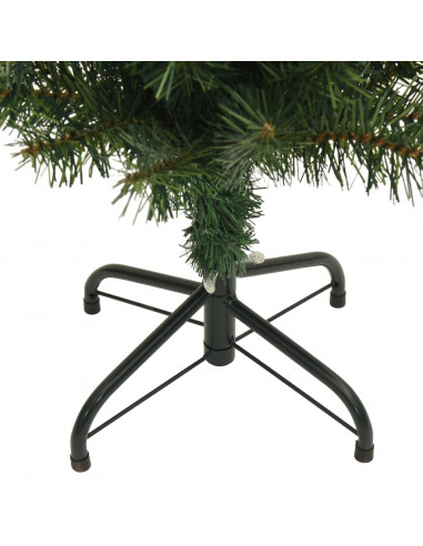 Albero di Natale Artificiale Sottile con Base Verde 120 cm PVC