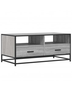 Tavolino Grigio Sonoma 100x50x45 cm Legno Multistrato e Metallo