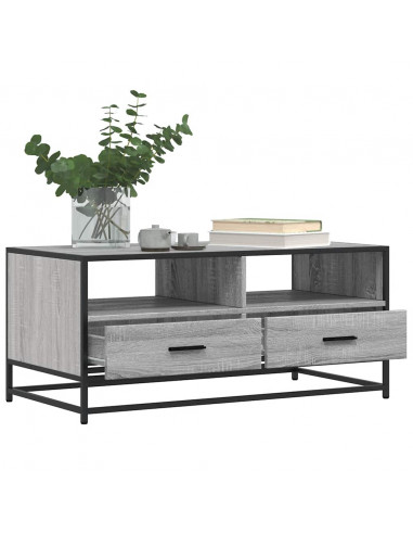 Tavolino Grigio Sonoma 100x50x45 cm Legno Multistrato e Metallo