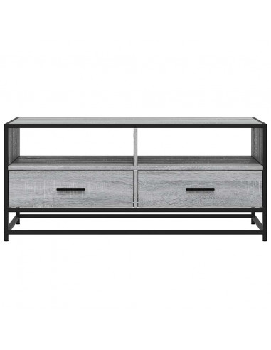 Tavolino Grigio Sonoma 100x50x45 cm Legno Multistrato e Metallo