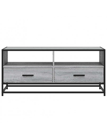 Tavolino Grigio Sonoma 100x50x45 cm Legno Multistrato e Metallo
