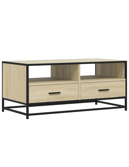 Tavolino Rovere Sonoma 100x50x45 cm Legno Multistrato e Metallo