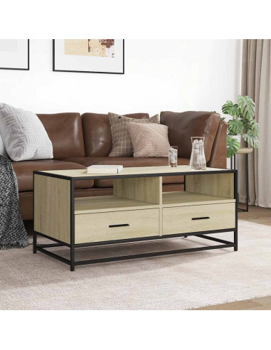 Tavolino Rovere Sonoma 100x50x45 cm Legno Multistrato e Metallo