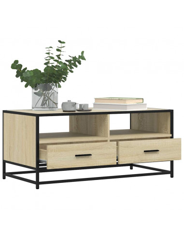 Tavolino Rovere Sonoma 100x50x45 cm Legno Multistrato e Metallo