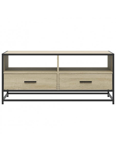 Tavolino Rovere Sonoma 100x50x45 cm Legno Multistrato e Metallo