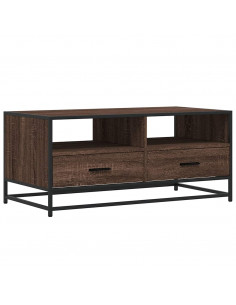 Tavolino Rovere Marrone 100x50x45cm Legno Multistrato e Metallo