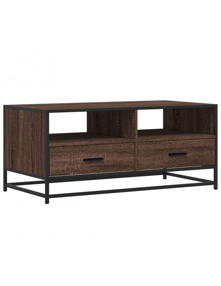 Tavolino Rovere Marrone 100x50x45cm Legno Multistrato e Metallo