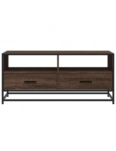 Tavolino Rovere Marrone 100x50x45cm Legno Multistrato e Metallo