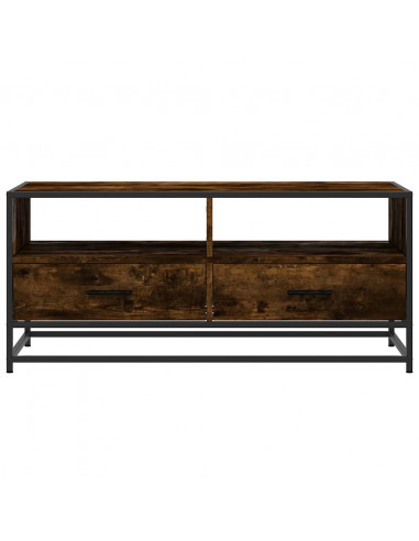 Tavolino Rovere Fumo 100x50x45cm in Legno Multistrato e Metallo