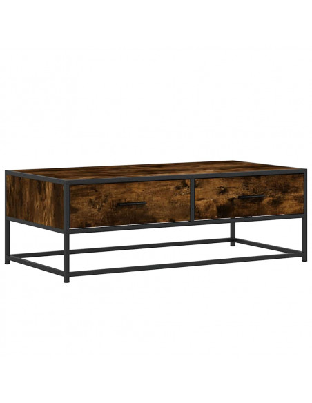 Tavolino Salotto Rovere Fumo 100x50x35 cm Multistrato e Metallo