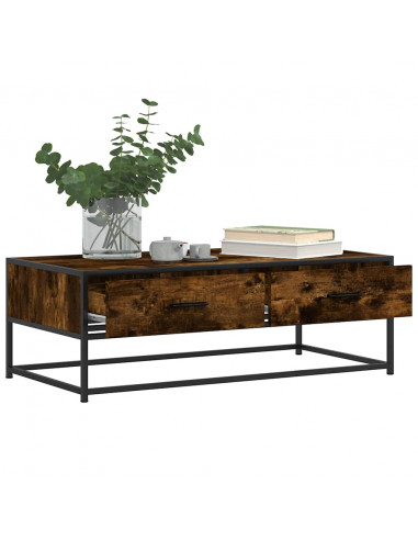 Tavolino Salotto Rovere Fumo 100x50x35 cm Multistrato e Metallo