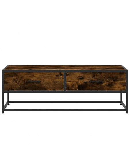 Tavolino Salotto Rovere Fumo 100x50x35 cm Multistrato e Metallo