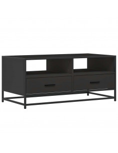 Tavolino Salotto Nero 100x50x45 cm Legno Multistrato e Metallo