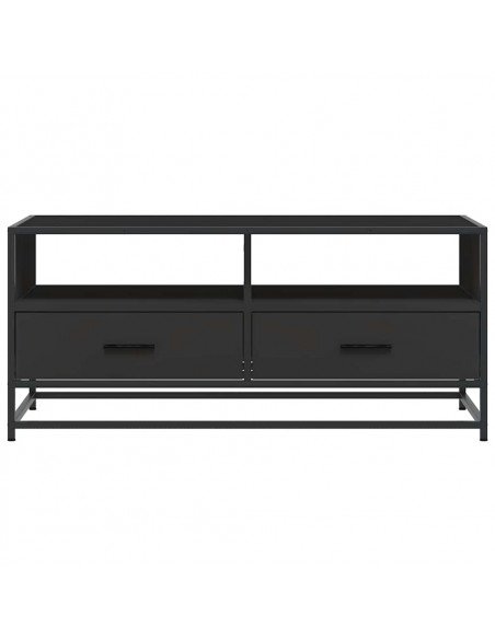 Tavolino Salotto Nero 100x50x45 cm Legno Multistrato e Metallo