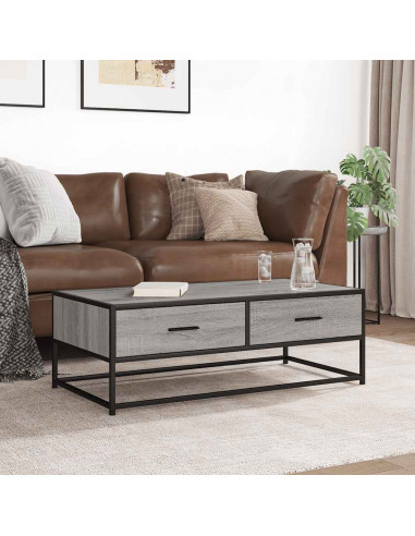 Tavolino Salotto Grigio Sonoma 100x50x35cm Multistrato Metallo