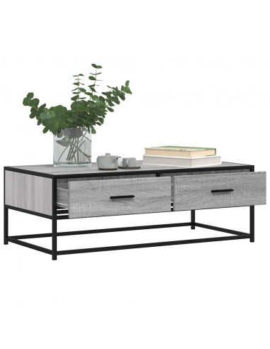 Tavolino Salotto Grigio Sonoma 100x50x35cm Multistrato Metallo