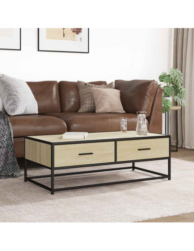 Tavolino Salotto Rovere Sonoma 100x50x35 cm Multistrato Metallo