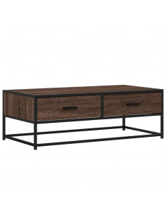 Tavolino Salotto Rovere Marrone 100x50x35cm Multistrato Metallo