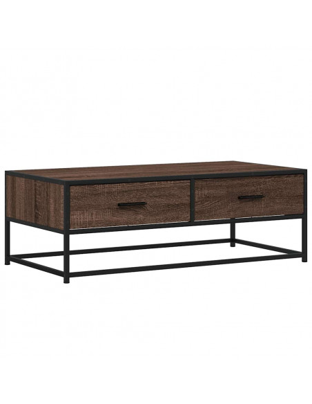 Tavolino Salotto Rovere Marrone 100x50x35cm Multistrato Metallo