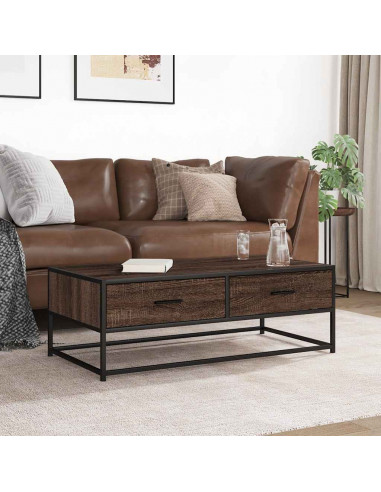 Tavolino Salotto Rovere Marrone 100x50x35cm Multistrato Metallo