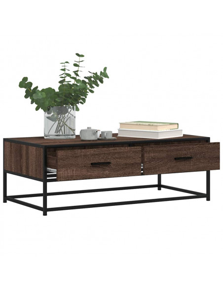 Tavolino Salotto Rovere Marrone 100x50x35cm Multistrato Metallo