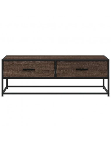 Tavolino Salotto Rovere Marrone 100x50x35cm Multistrato Metallo