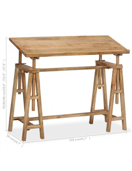 Tavolo da Disegno in Legno Massello di Mango 116x50x76 cm