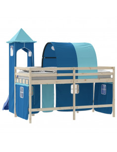 Tende per Letto a Soppalco con Tunnel e Torre Blu