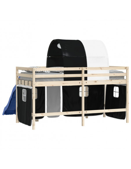 Tende per Letto a Soppalco con Tunnel Bianco e Nero Poliestere