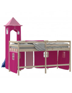 Tende per Letto a Soppalco con Torre Rosa in Poliestere