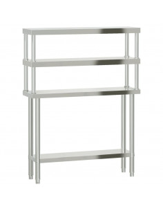 Tavolo Lavoro Cucina con Ripiano 110x30x150 cm Acciaio Inox