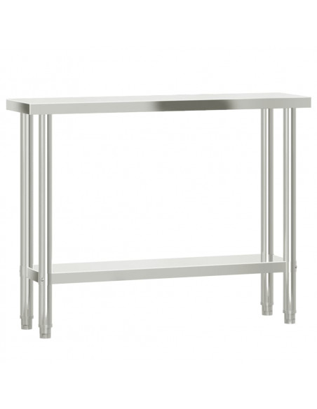 Tavolo Lavoro Cucina con Ripiano 110x30x150 cm Acciaio Inox