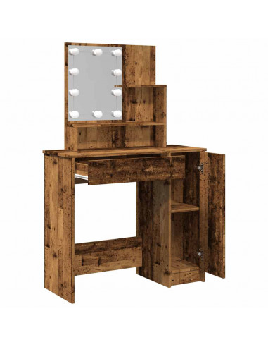 Toeletta con LED Legno Antico 86,5x35x136 cm