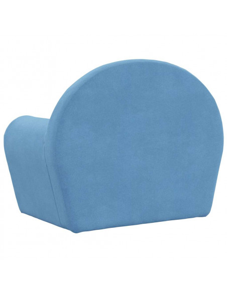 Divano per Bambini Blu in Morbido Peluche