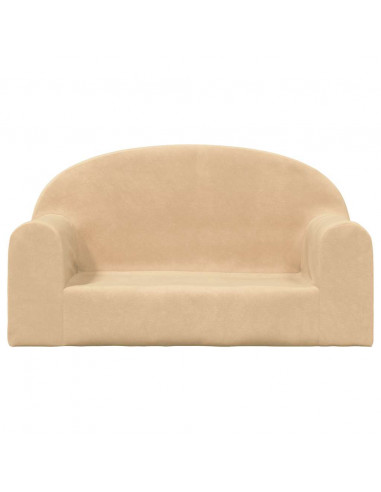 Divano per Bambini a 2 Posti Crema in Morbido Peluche