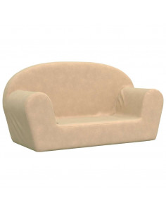 Divano per Bambini a 2 Posti Crema in Morbido Peluche