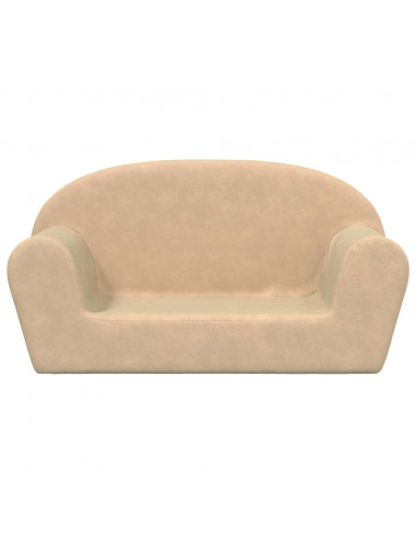 Divano per Bambini a 2 Posti Crema in Morbido Peluche